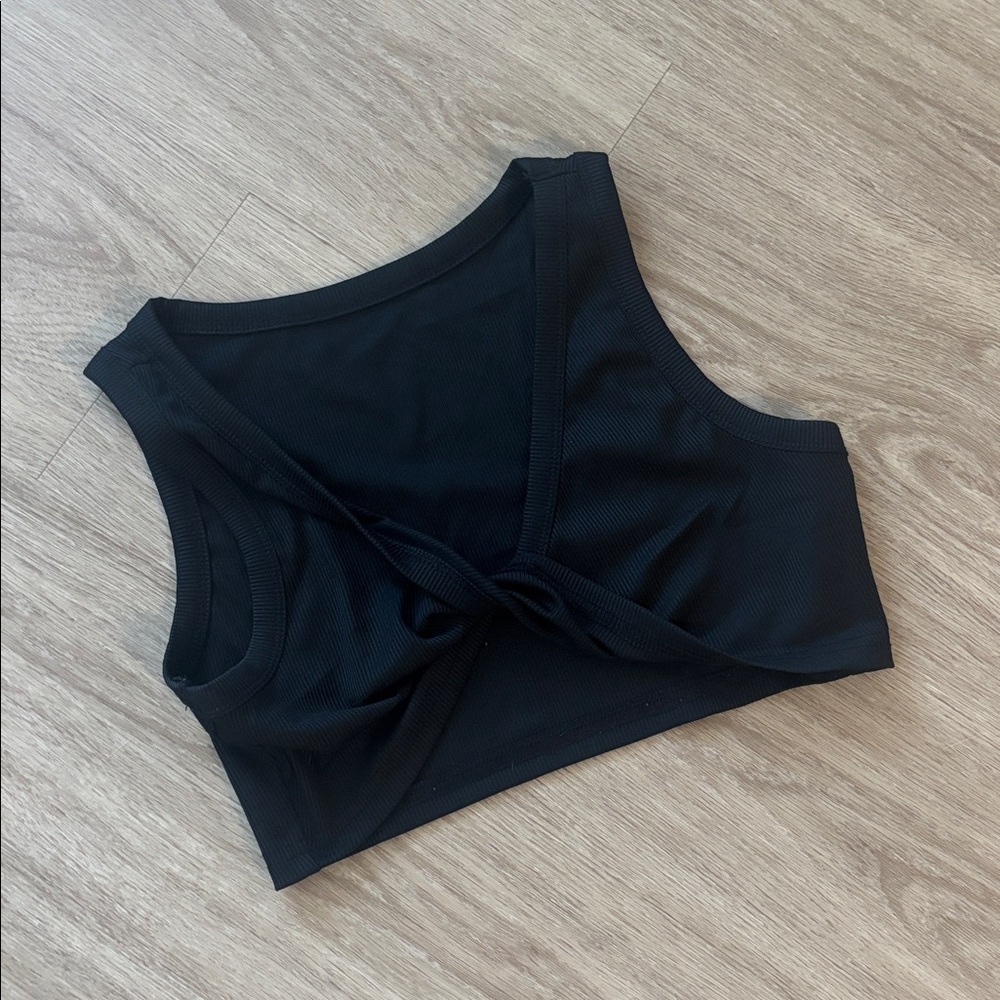 NWOT Amazon Black Twist Front Crop Top